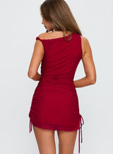 Bella Luna Ruched Mini Dress Red