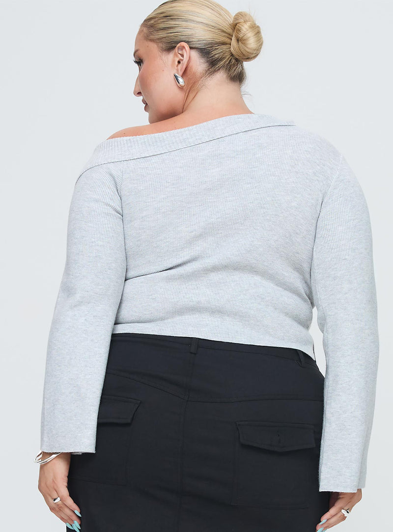 Sina Off The Shoulder Top Grey Curve