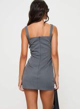 Belvior Mini Dress Grey Pinstripe