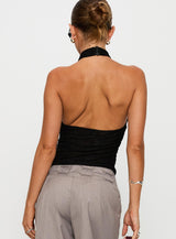 Hotter Than Fire Lace Halter Top Black