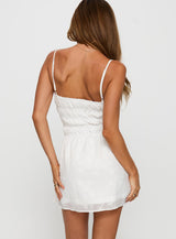 Stick Around Ruched Mini Dress White