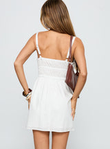 Viviette Ruched Mini Dress White