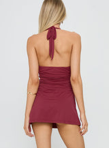 Traye Ruched Mini Dress Burgundy