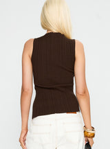 Cash Out Twist Detail Top Chocolate