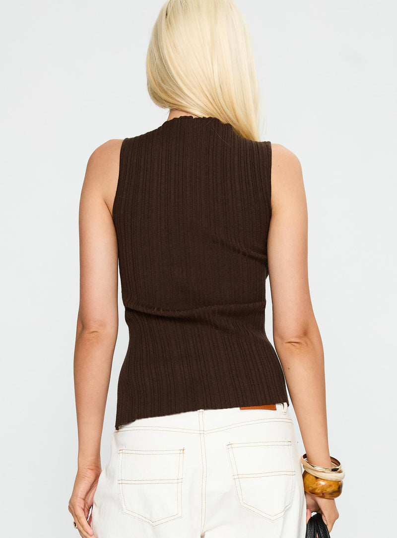 Cash Out Twist Detail Top Chocolate