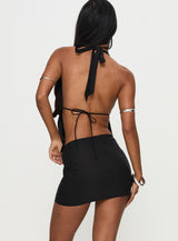 Quotation Diamante Mini Skirt Black