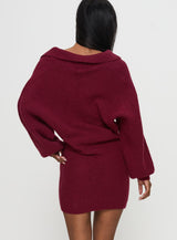 Thorelle Sweater Mini Dress Burgundy