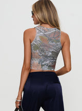 Couldn't Care Less Graphic Top Leafy Camo