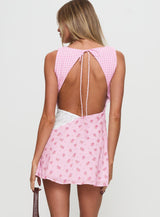 Kandie Patchwork Mini Dress Pink Multi Petite