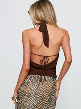 Treat You Better Plunge Hardware Detail Top Chocolate