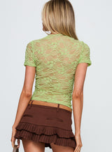 Lindy Button Up Sheer Top Green