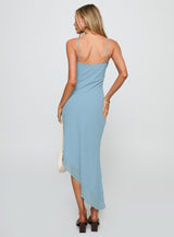 Fleuretta Embroidered Midi Dress Blue / Brown