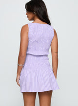 Home Grown Shirred Mini Dress Lilac Stripe
