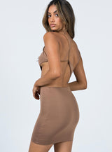 Mia Asymmetrical Mini Dress Brown