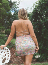Hopeless Romantic Mesh Ruched Mini Dress Multi