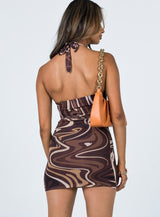 Chrissy Mini Dress Brown Swirl
