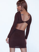Henley Mini Dress Brown