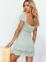 Leah Mini Dress White / Green