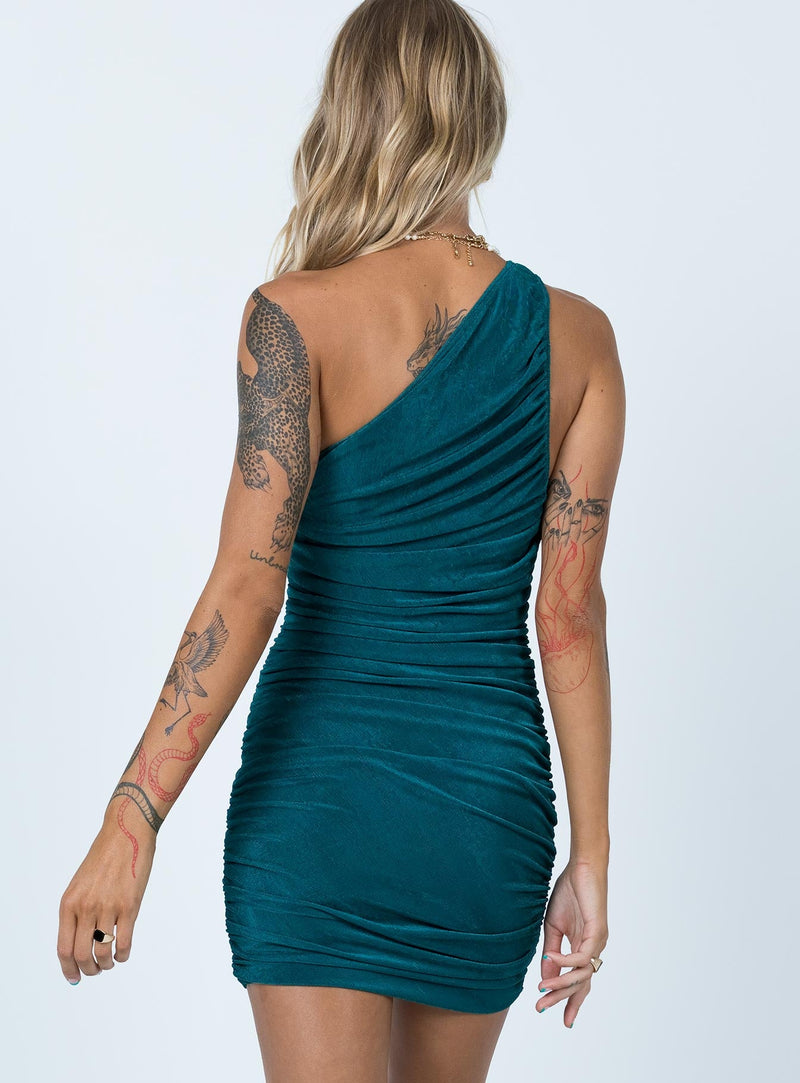 The Goddess Mini Dress Forest Green