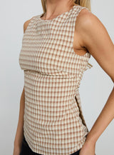 Michaud Top Brown Gingham