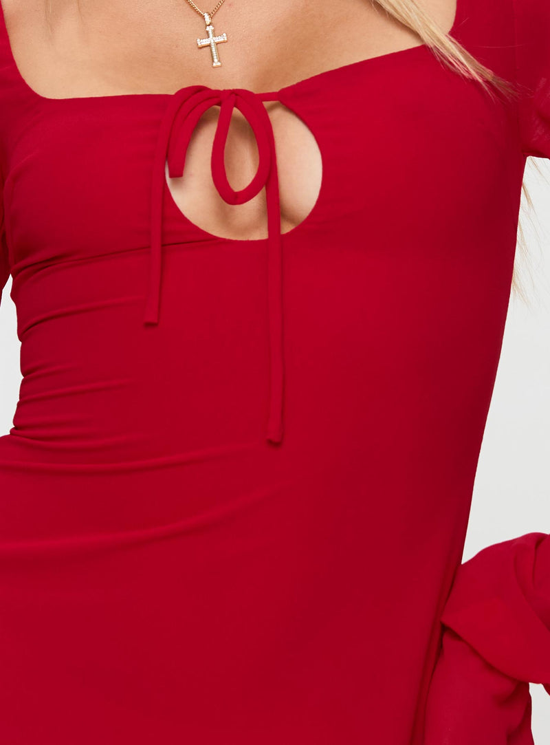 Bayford Long Sleeve Mini Dress Red