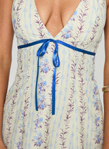 Jasmynne Halter Mini Dress White / Blue