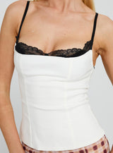Renaissance Corset Lace Top White / Black