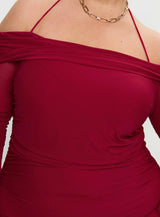 Taylon Off The Shoulder Mini Dress Red Curve
