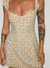 Landon Mini Dress Yellow Floral