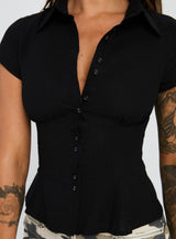 Cottesloe Blouse Top Textured Black