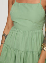 Summer Break Mini Dress Sage