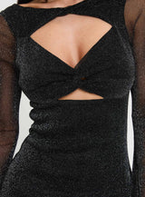 Allegoria Long Sleeve Maxi Dress Black Glitter