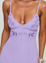 Secret Gardens Asymmetrical Midi Dress Purple