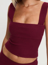 Mooring Square Neck Top Maroon