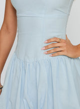 Cicely Bubble Hem Mini Dress Blue