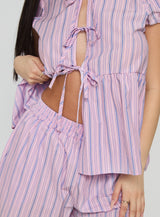 Drop Dead Gorgeous Tie Up Set Purple Stripe