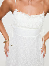 At Last Lace Mini Dress White