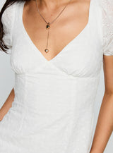 Viella Broiderie Mini Dress White
