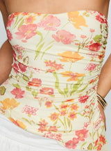 Heidan Strapless Top Red Floral
