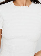 Palm Reader Shirred Top White