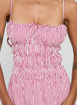 Loralei Shirred Maxi Dress Red Stripe
