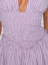 Attracted Halter Mini Dress Purple Stripe