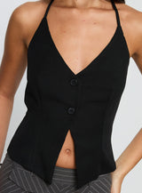No Sleep Halter Top Black