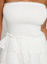 Sunkiss Frill Mini Dress White / Broderie