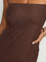 Majorca Strapless Lace Maxi Dress Chocolate