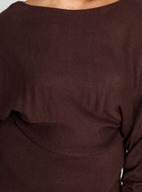 Bellamie Long Sleeve Mini Dress Chocolate Curve
