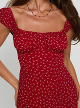 Tricia Cap Sleeve Mini Dress Red Floral