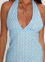 Bubblie Halter Mini Dress Blue Multi