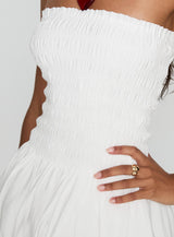 Anemone Bubble Hem Mini Dress White