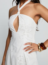 Since Way Back Halter Mini Dress White